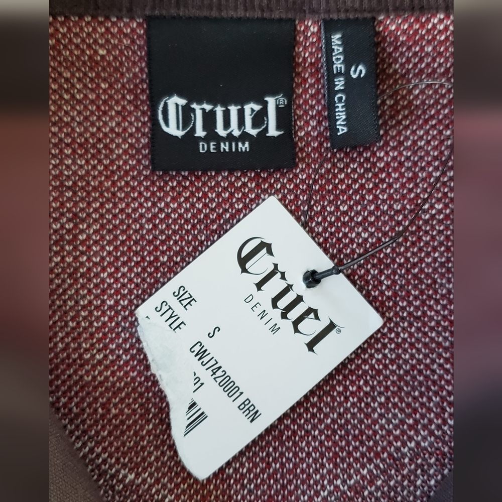 Cruel Denim Western Equestrian Cordoroy/Sweater Shacket Waist Brown, Small, NWT - Picture 9 of 16